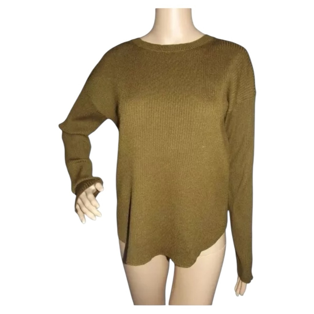 Express Fern Green Ribbed Shirttail Hem Sweater, size small